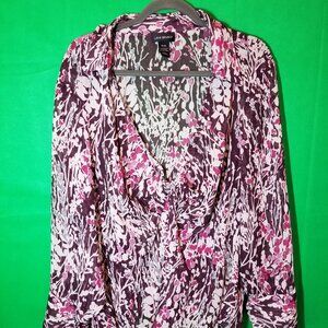 Lane Bryant Purple Semi Sheer Flora V-neck Blouse Women’s Plus Size 26/28 Party